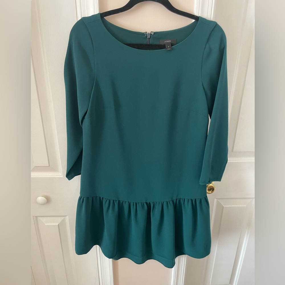 Green J. Crew ruffle dress